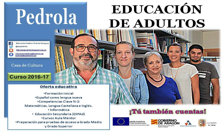 Abierto el plazo de matriculación para el curso 16-17 del Aula de Educación de Adultos de Pedrola